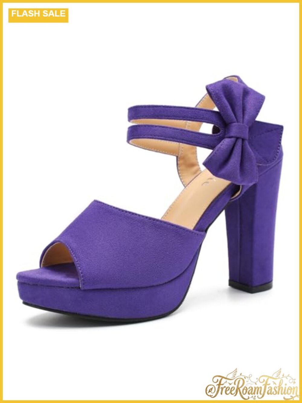 Women's Bow Peep Toe Platform Sandals Chunky Heel Slingback Dress Shoes